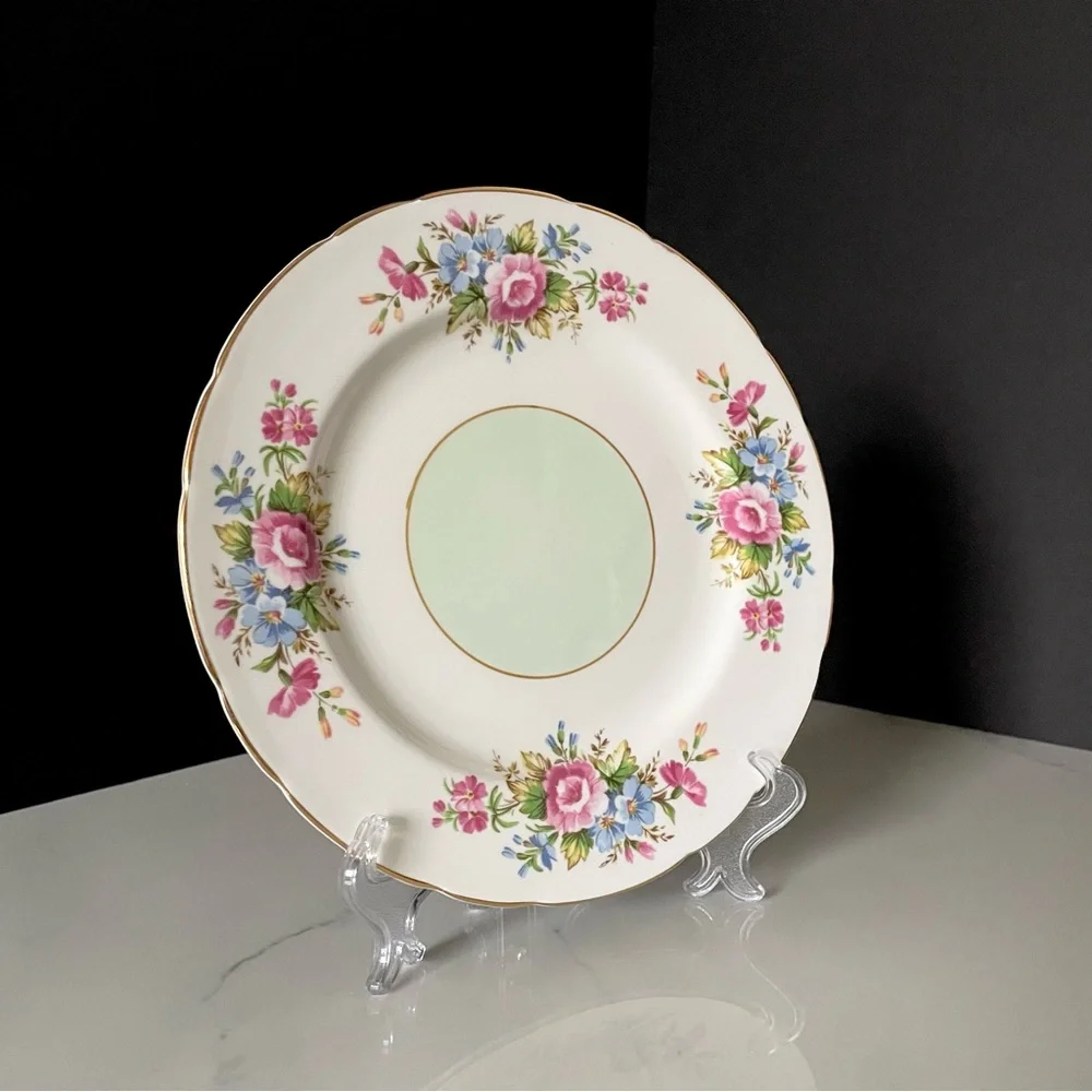 Floral with Mint Green Center Salad Plate - Paragon